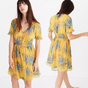 Madewell Sweetgrass Ruffle-Sleeve Yellow Dress